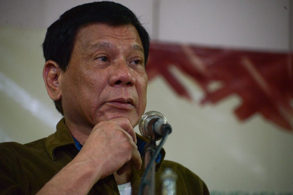 Then Davao Mayor Rodrigo Duterte attends the Peasants Electoral Agenda forum at University of the Philippines in Diliman during campaign trail on February 3, 2016 . Photo by Jansen Romero 