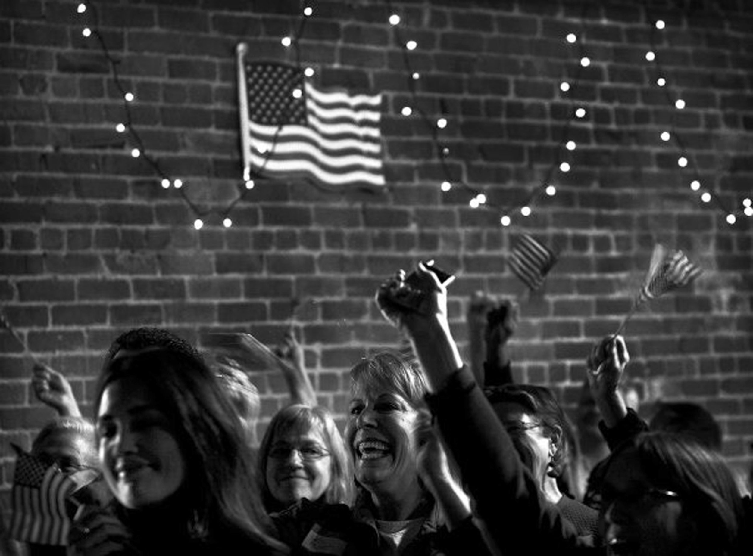 Celebration of Obama supporters after the election in Oakland, CA, November 2008.  
