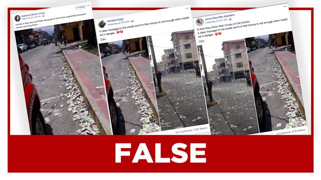 FALSE: Photos of thrown money in Italy