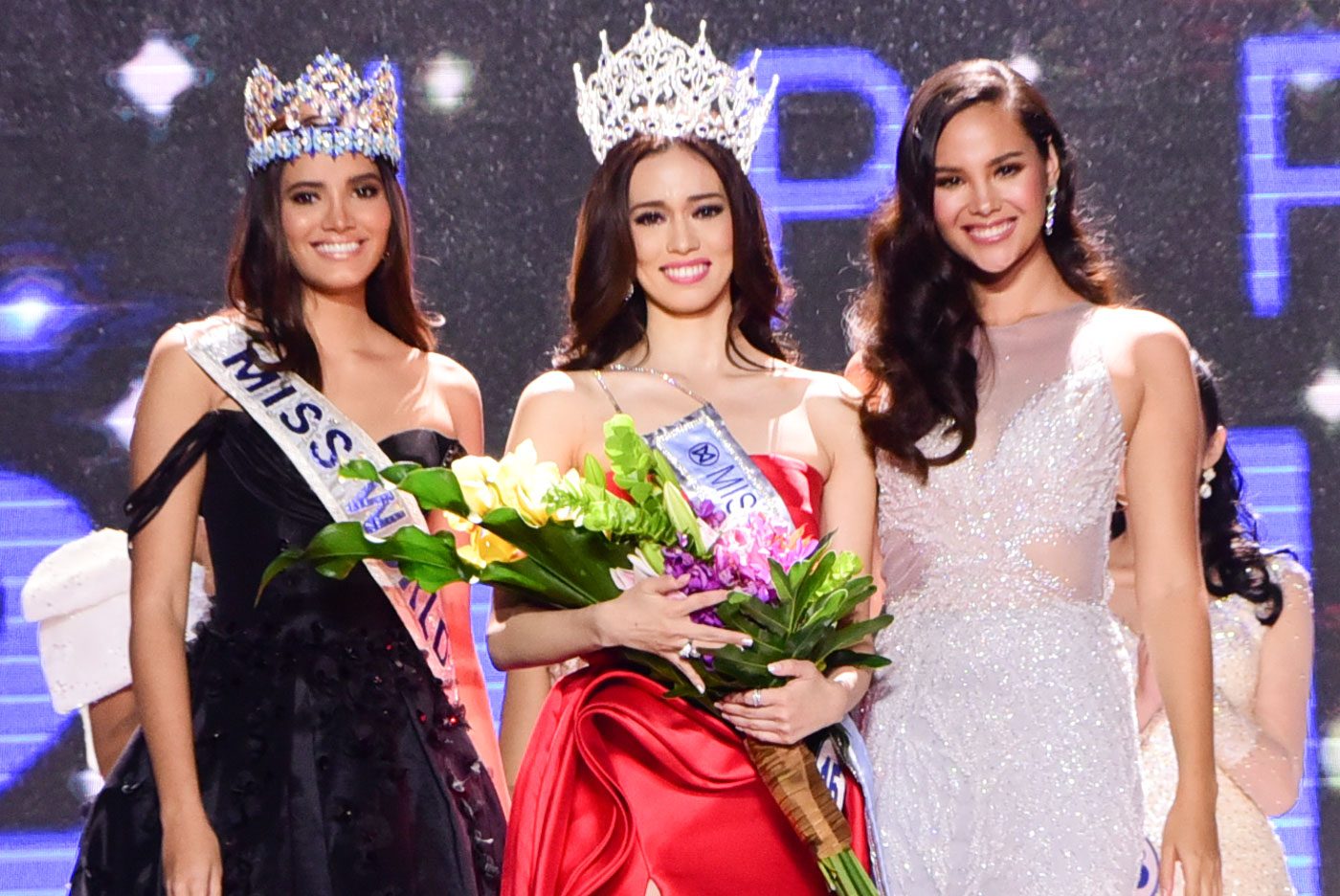 Stephanie del Valle with Laura and Miss World Philippines 2016 Catriona Gray  