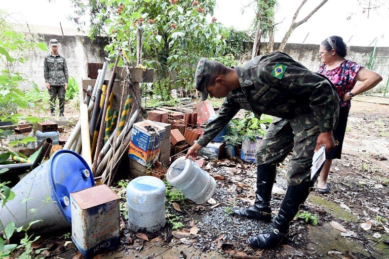 Brazil military fight mosquitoes, flower pot to flower pot