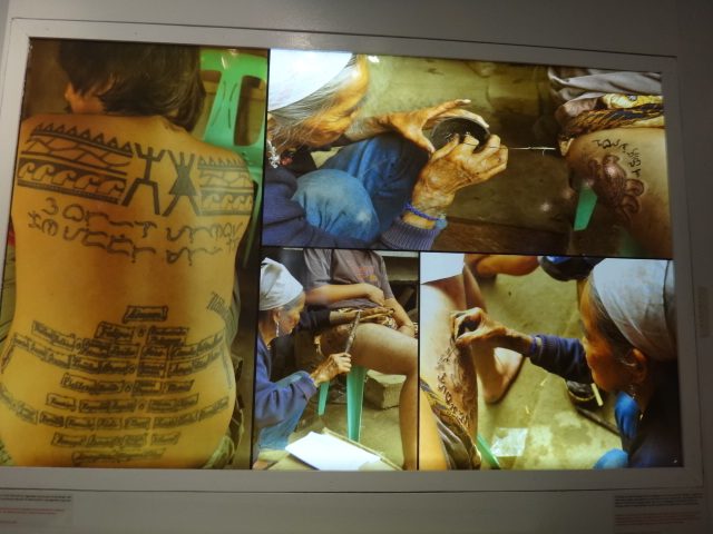 BAYBAYIN TATTOOS. Baybayin is now also a staple in tattoo designs. Even the well-known mambabatok Whang-Od in Kalinga gets requests for Baybayin tattoos. Photo taken at the National Museum 