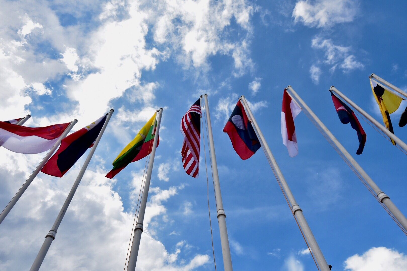 UNITY. National flags are participating nations are up at the venue. Photo by Leanne Jazul/Rappler
 