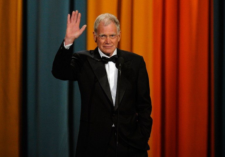 FINAL BOW. In this file photo, David Letterman speaks onstage at the First Annual Comedy Awards at Hammerstein Ballroom on March 26, 2011 in New York City. Dimitrios Kambouris/Getty Images/AFP 