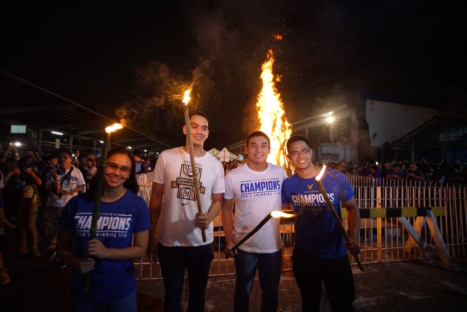 IGNITION. (Left to Right) Chloe Daos, Vince Tolentino,  Aldo Batungbacal and Mon Tuazon set the bonfire ablaze. Photo by Martin San Diego/Rappler 