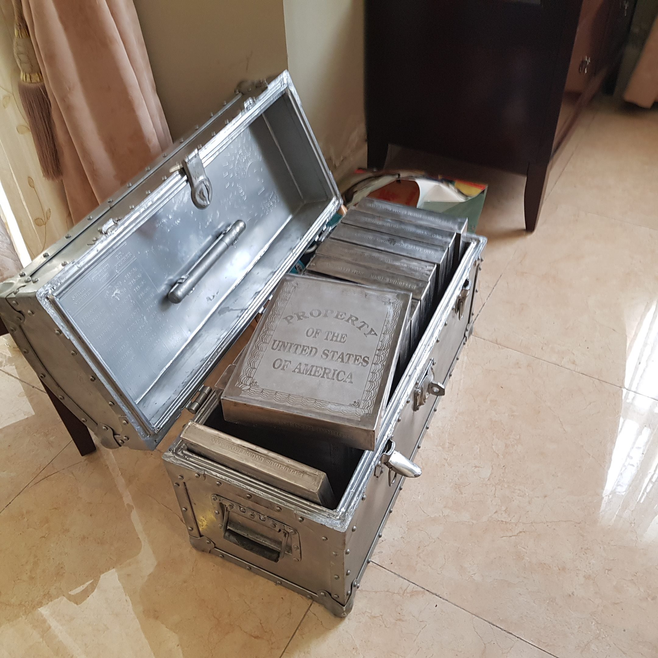'INTERNATIONAL TREATIES.' The metal chest that allegedly contains treaties entered into by the United States with other countries and other classified documents. Contributed photo  