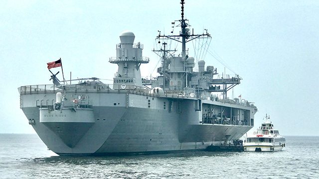 LOOK: U.S. Navy’s most advanced commanding ship docks in Manila