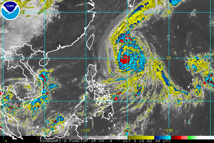 Typhoon Queenie slightly weakens
