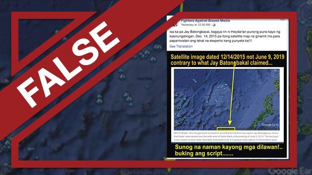 FALSE: Maritime law expert ‘lied’ about satellite image of Recto Bank