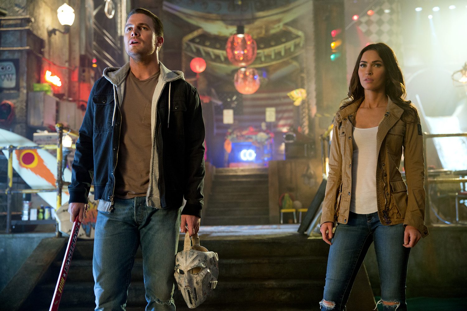 MEGAN FOX. Stephen Amell as Casey Jones and Megan Fox as April O'Neil in 'Teenage Mutant Ninja Turtles: Out of the Shadows.' Photo courtesy of United International Pictures 