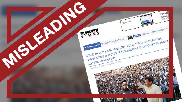 MISLEADING: Kapa Community Ministry continues operation courtesy of Duterte
