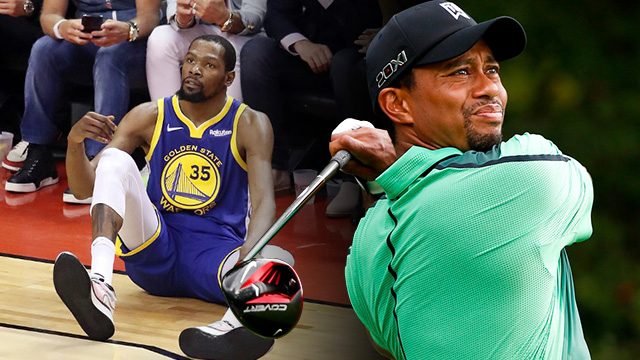 Tiger Woods relates to Durant injury woe