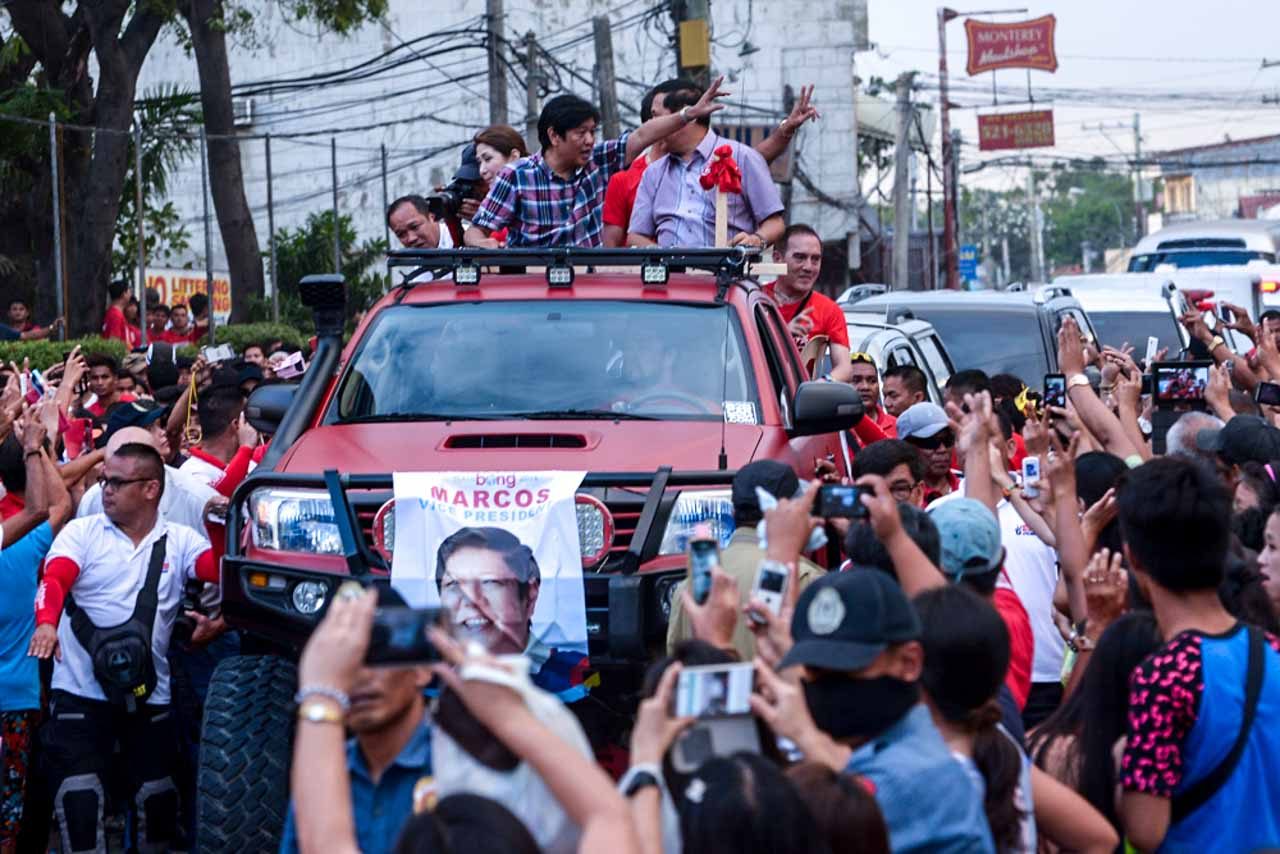 SOLID NORTH. Vice presidential candidate Ferdinand 'Bongbong' Marcos Jr during his third day of election sorties in the northern provinces of the Philippines on January 11, 2016. File photo by Jasmin Dulay    