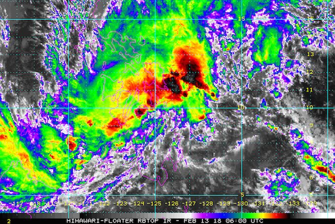 Tropical Depression Basyang now over Bohol Sea