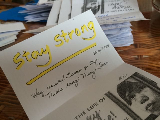 One of the hundreds of letters of support Mary Jane will receive when her family visits her in prison.   