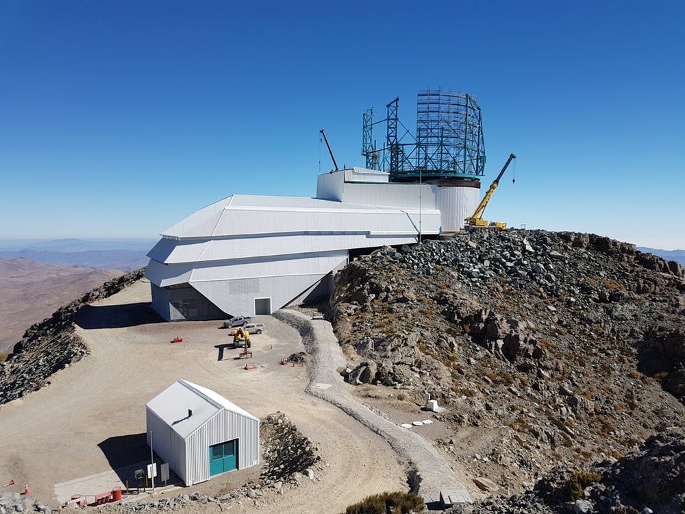 LSST. Exterior view of the Large Synoptic Survey Telescope, which is still under construction. Sublocation Cerro Pachón, Chile. Photo from LSST Project/NSF/AURA, Creative Commons BY-NC-SA 4.0 
