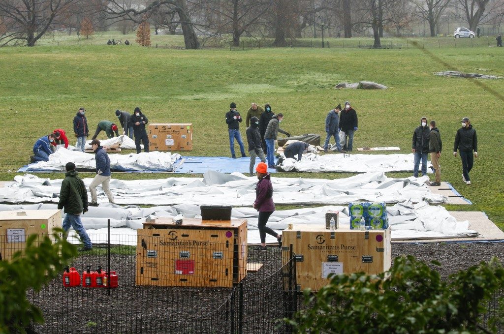 Field hospital set up in New York’s Central Park