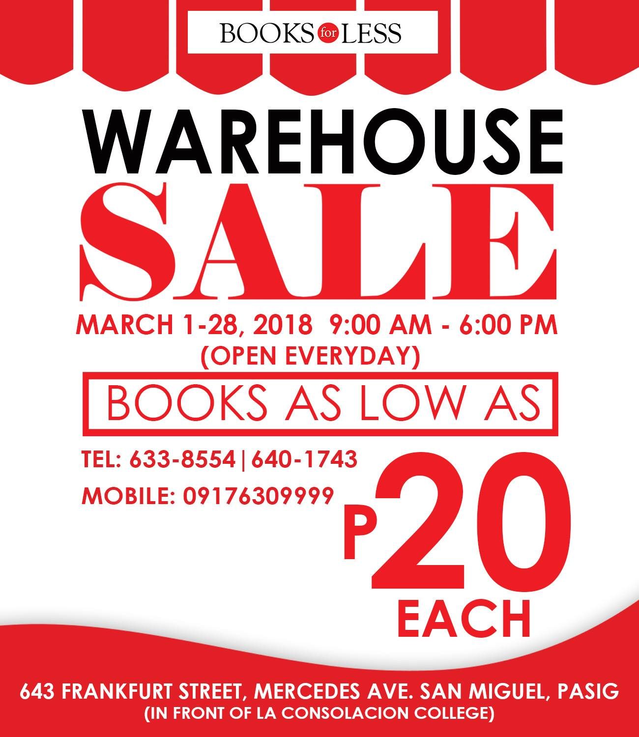 BOOK SALE. Book for Less is set to have a warehouse sale starting March 1. Photo from Facebook/BookforLess Bookstore 