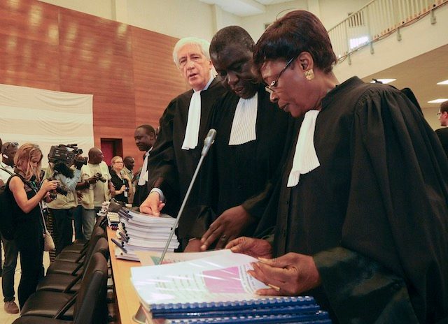 PREPARED. Lawyers for the victims attend the trial of former Chadian leader Hissene Habre at the Palais de Justice in Dakar, Senegal, July 20, 2015. Stringer/EPA 