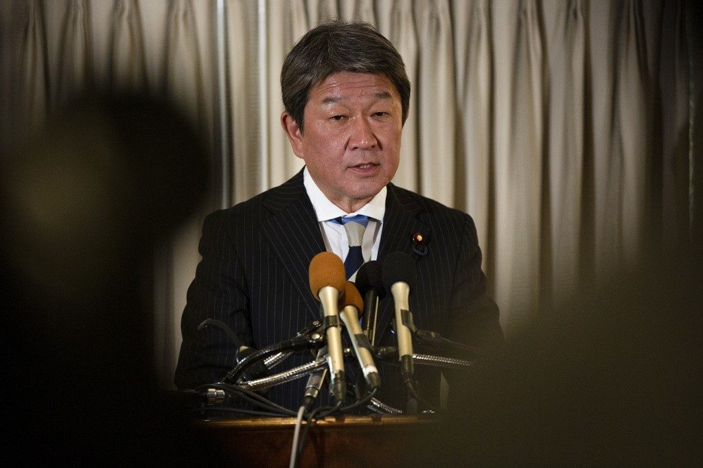 OFFICIAL VISIT. Japan Foreign Minister Motegi Toshimitsu is scheduled to make his first official visit to the Philippines in January 2020. Photo by Alastair Pike/AFP 