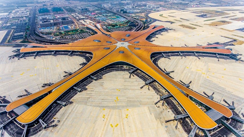 STARFISH-SHAPED. This photo taken on June 28, 2019, shows the new Beijing Daxing International Airport. Photo by AFP 
