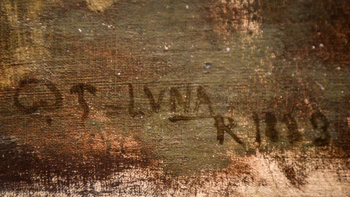 DISTINCTIVE. The ‘R’ preceeding the year 1883 echoed the manner in whinch the ‘R’ in ‘Roma’ had been inscribed on other known works by Luna. 