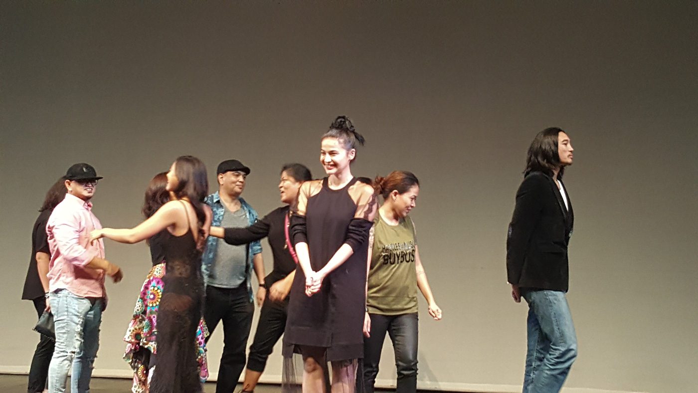 SPEECHLESS. Anne Curtis and the cast of 'BuyBust' appear at the movie's screening at the CCP.  