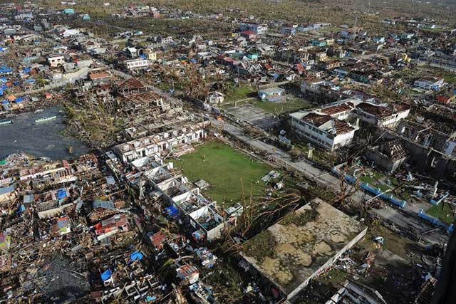 DESTRUCTION. What is left of the town of Guiuan, Eastern Samar, where typhoon Yolanda first made landfall. File photo by AFP/Ted Aljibe