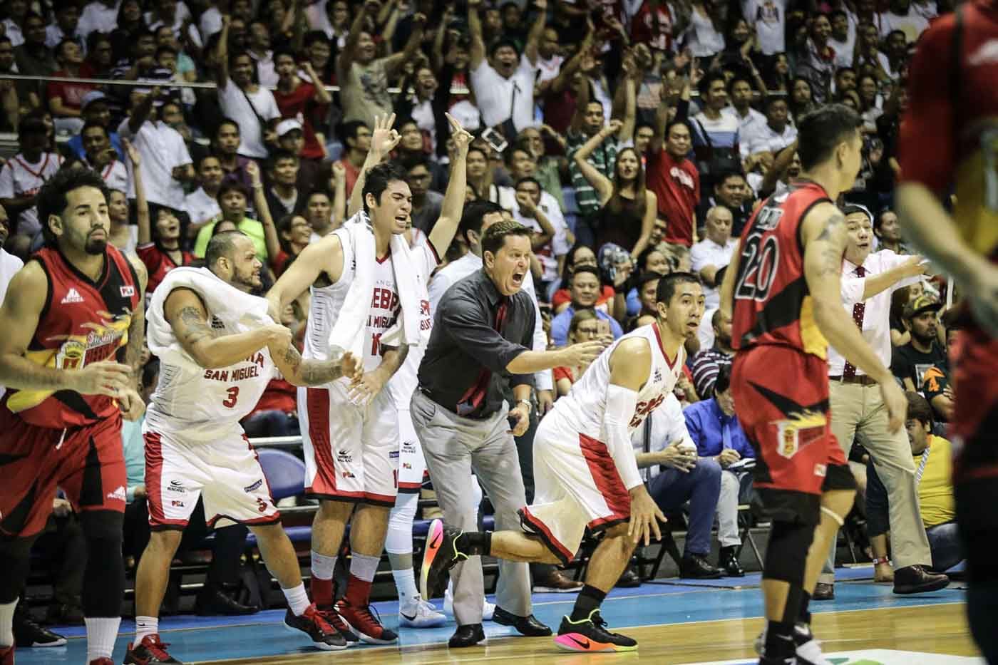 SUPPORT. The bench supporting the players on the court. Photo by Josh Albelda/Rappler 
