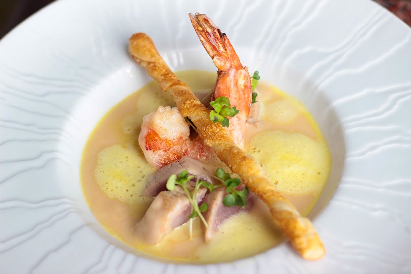SOUP. A creamy seafood volute with prawn and tuna. Photo courtesy of Discovery Suites 