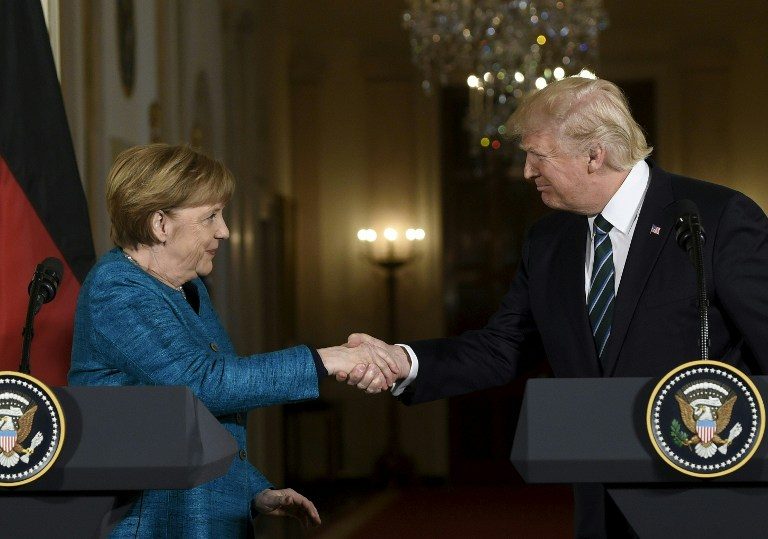 Tensions show as Trump, Merkel meet for first time