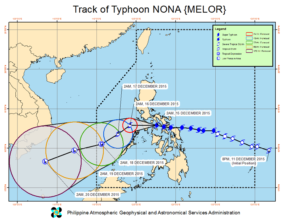 NONA'S PATH. Here's the latest forecast track of the typhoon. Image from PAGASA 