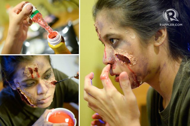 FAKE BLOOD. Mix red food coloring with pancake syrup and drip it all over your face for effect. Photo by Alecs Ongcal/Rappler.com 