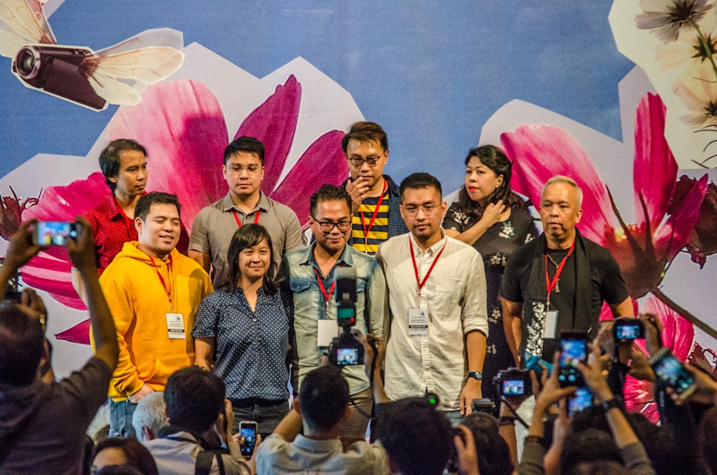 FULL-LENGTH FILMS. The directors of this year's full-length films pose for the media. Photo by Rob Reyes/Rappler  