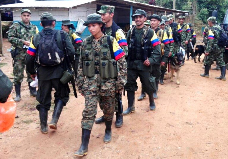 DISARMAMENT. Handout picture released by the Revolutionary Armed Forces of Colombia (FARC) showing guerrillas arriving to hand on their weapons in Las Carmelitas, Putumayo department, Colombia on January 30, 2017. Prensa Bloque Sur FARC / Handout / AFP 