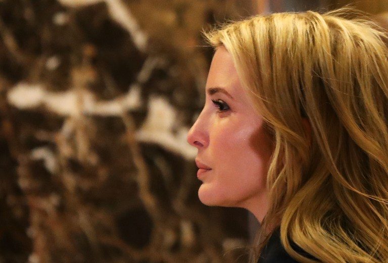 FAVORITE. In this file photo, Ivanka Trump walks through the lobby of Trump Tower on November 21, 2016 in New York City.  Spencer Platt/Getty Images/AFP 