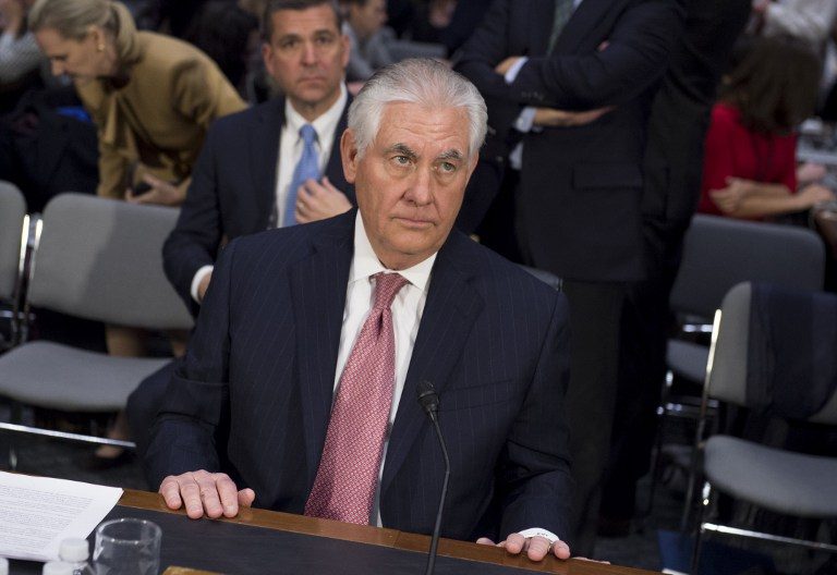 Former ExxonMobil executive Rex Tillerson testifies during his confirmation hearing for Secretary of State before the Senate Foreign Relations Committee on Capitol Hill in Washington, DC, January 11, 2017. Saul Loeb/AFP 