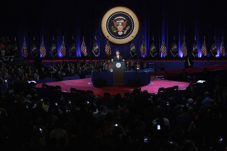 A wide view of the venue during President Obama's speech. Scott Olson/Getty Images/AFP 