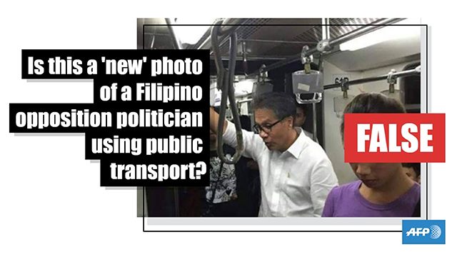 FALSE: Is this a ‘new’ photo of Mar Roxas using public transport?