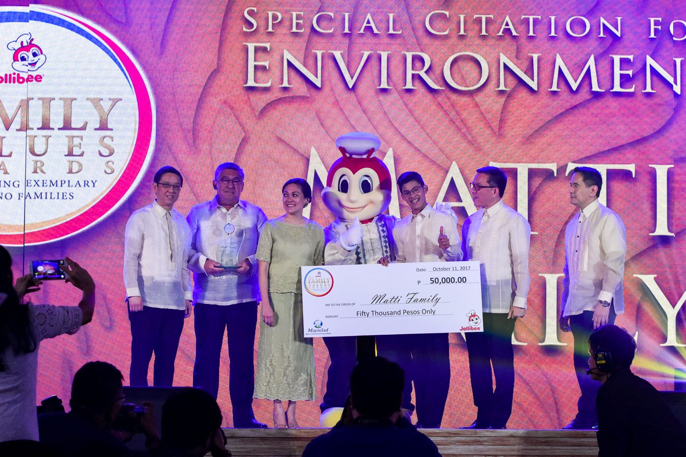 The 7th Jollibee Family Values Awards at the Crowne Plaza Hotel on October 11, 2017 