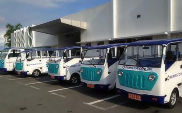 PROOF of CONCEPT. Some of the 18 e-jeepneys EVEE-i operating in Filinvest City. Image from EVEE-i's Facebook page 