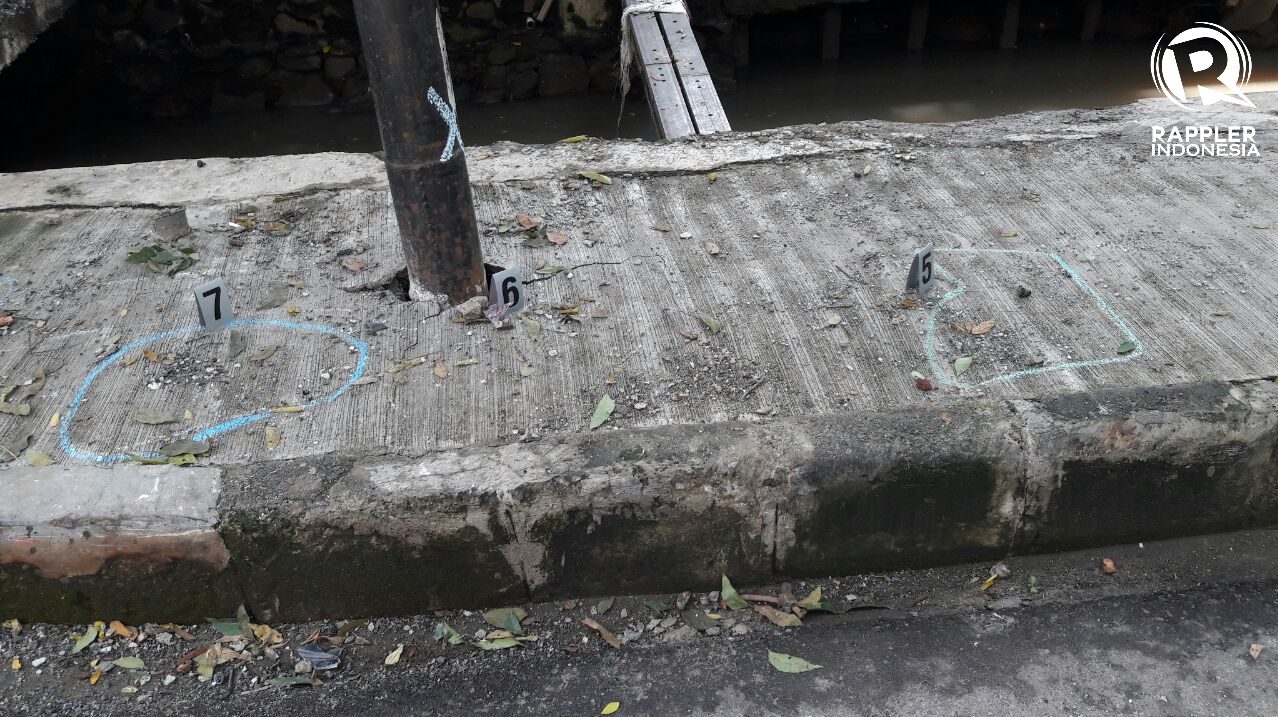 DILINGKARI. Polisi melingkari beberapa titik yang memberikan alat bukti untuk olah TKP pada Jumat, 17 November. Foto: istimewa 