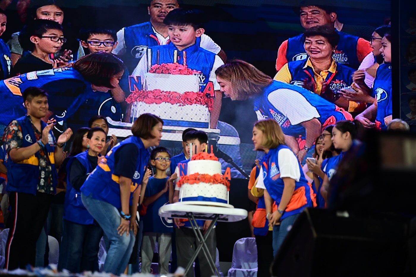 BIRTHDAY GIRLS. Reelectionist Senator Nancy Binay and Anne Binay blow their candles on their cake a few hours before they celebrate their birthday on May 12, 2019.  