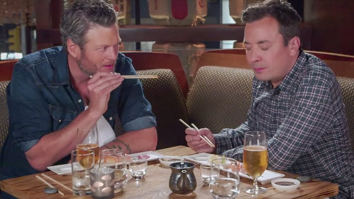 WATCH: Blake Shelton tries sushi for the first time on ‘Fallon’