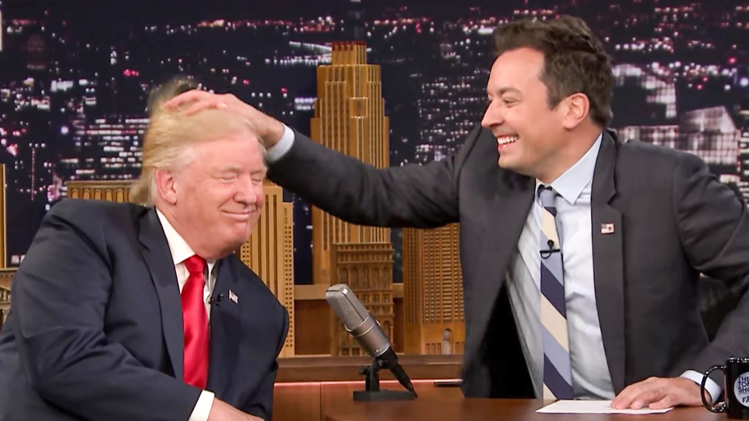 WATCH: Jimmy Fallon messes up Donald Trump’s hair