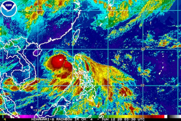 Satellite image of Tropical Depression Butchoy as of June 12, 2020, 11:30 am. Image from NOAA 