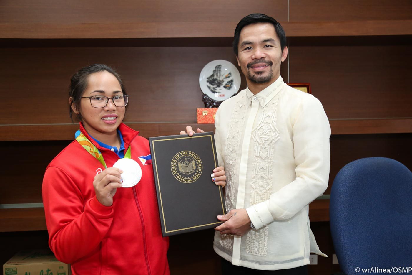 Diaz meets with Pacquiao in his office. Photo by Wendell Alinea 