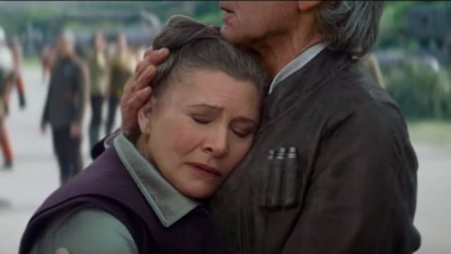 PRINCESS LEIA. We get a split-second glimpse of Carrie Fisher as Princess Leia in the new 'Star Wars: The Force Awakens' trailer. Screengrab from YouTube/Star Wars 