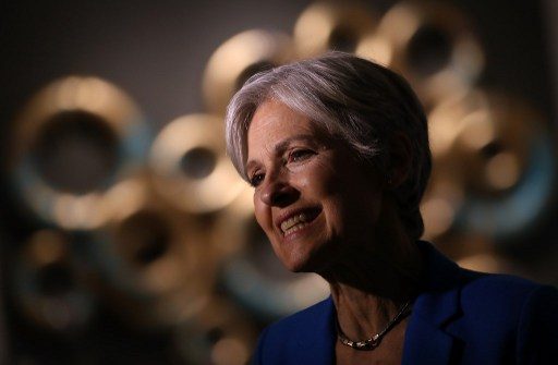 GREEN WARRIOR. Green party nominee Jill Stein speaks to members of the press before the start of a campaign rally at the Hostos Center for the Arts & Culture on October 12, 2016 in New York City. File photo by Justin Sullivan/Getty Images/AFP 