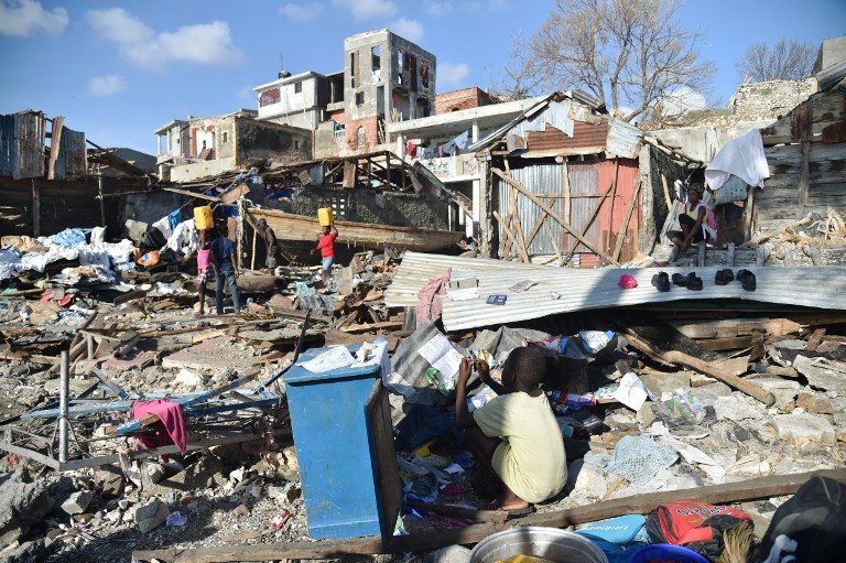 View of the debris left by Hurricane Matthew in Jeremie, Haiti, on October 8, 2016. Photo by Hector Retamal/AFP  